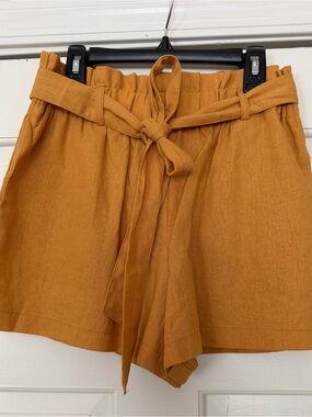 Double Zero High-Waist Tie-Belt Shorts - Mustard Yellow